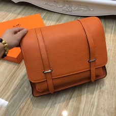 Hermes Steve Férfi Crossbody Bőr Táska Narancssárga