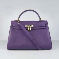 Hermès Kelly 32cm Togo bőr kézitáska 6108 lila aranyozott