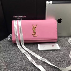 YSL Saint Laurent Clutch 27cm Sima Bőr Rózsaszín