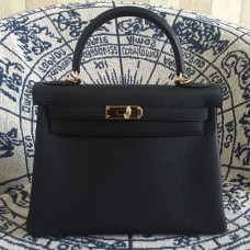 Hermes Kelly 28cm Táska Togo Bőr Fekete Arany