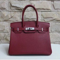 Hermès Birkin 30cm Togo bőr kézitáska bordó ezüst