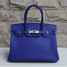 Hermès Birkin 30cm Togo bőr kézitáska elektromos kék ezüst