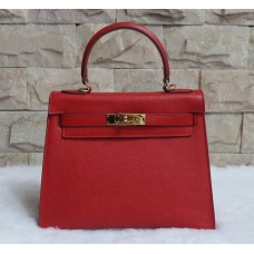 Hermes Kelly 28cm Epsom Bőr Kézitáska Piros-Arany