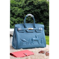 Hermès Birkin Horse Togo Bőr Táska Kék 35cm