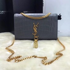 YSL bojtos láncos táska 22cm krokodilbőr szürkearany