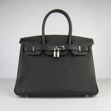 Hermès Birkin 30cm Togo Bőr Kézitáska Fekete Ezüst
