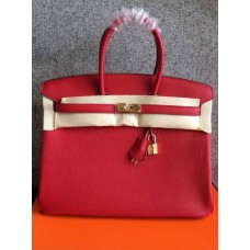 Hermès Birkin 35cm Togo Bőr Kézitáska Piros Arany