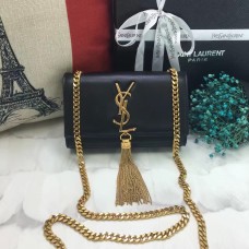 YSL Kis Rojtos Láncos Bőr Táska 17cm Fekete
