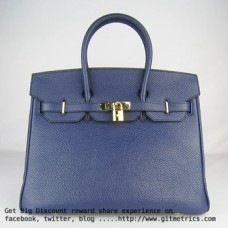 Hermès Birkin 35cm Togo Bőr Kézitáska Sötétkék Arany