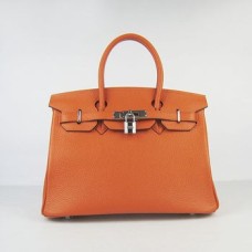 Hermès Birkin 30cm Togo Bőr Kézitáska Narancssárga Ezüst