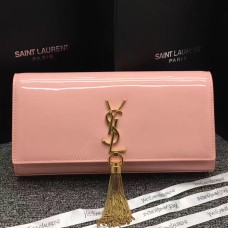 YSL lakkbőr bojtos clutch 27cm rózsaszín
