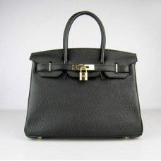 Hermès Birkin 30cm Togo Bőr Kézitáska Fekete Arany