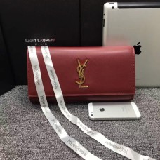 YSL Saint Laurent Clutch 27cm Sima Bőr Burgundia