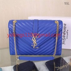 YSL Saint Laurent Klasszikus Nagy Monogramos Táska Kék 31cm