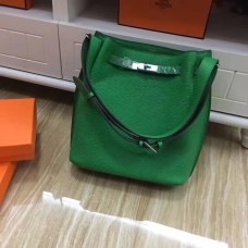 Hermès Olyan Kelly 28cm Togo Bőr Válltáska Zöld Ezüst