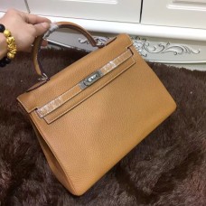 Hermès Kelly 32cm Togo Bőr 6108 világoskávé ezüst