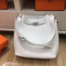 Hermès Olyan Kelly 28cm Togo Bőr Válltáska Fehér Ezüst