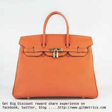 Hermès Birkin 35cm-es marhabőr vénás kézitáska narancssárga-arany