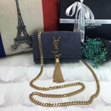 YSL Kis Rojtos Láncos Táska 17cm Szürke Velúr Bőr