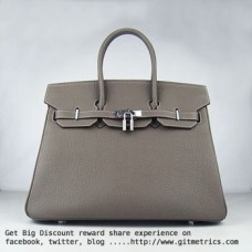 Hermès Birkin 35cm-es marhabőr vénás kézitáska sötét khaki ezüst
