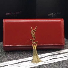 YSL lakkbőr bojtos clutch 27cm piros
