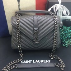 YSL felső fogantyús válltáska 24 cm szürke-ezüst