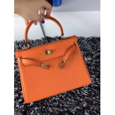 Hermes Kelly 25cm Togo Bőr Narancssárga Ezüst Táska