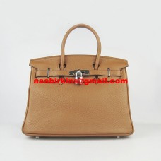 Hermès Birkin 30cm Togo Bőr Táska Világos Kávé Ezüst