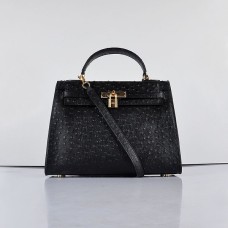 Hermès Kelly 32 cm-es struccvéna 6108 fekete arany