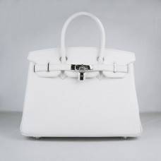 Hermès Birkin 30cm Togo Bőr Kézitáska Fehér Ezüst