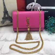 YSL bojtos láncos táska 22 cm sima bőrből, rozéarany
