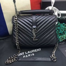 YSL felső fogantyús válltáska 24 cm fekete ezüst