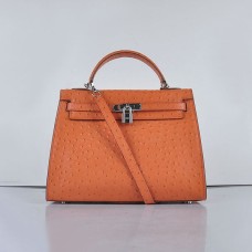 Hermès Kelly 32 cm-es struccvéna 6108 narancssárga ezüst