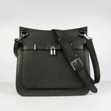 Hermès Jypsière 28cm Crossbody Táska Fekete Ezüst