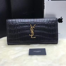 YSL Clutch 27cm Krokodilbőr Fekete Arany