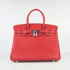 Hermès Birkin 30cm Togo Bőr Kézitáska Piros Ezüst