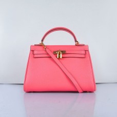 Hermès Kelly 32cm Togo Bőr Kézitáska 6108 Ajakrózsaszín Arany