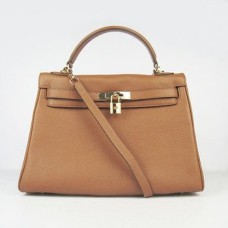 Hermès Kelly 32cm Togo Bőr 6108 világoskávéarany