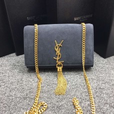 YSL bojtos láncos táska 22cm velúr bőr szürke