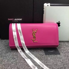 YSL Saint Laurent Clutch 27cm Sima Bőr Rózsaszín