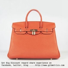 Hermès Birkin 35cm Togo Bőr Kézitáska Narancssárga Arany